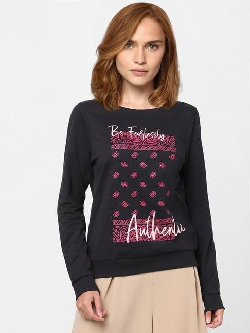 vero moda black printed sweatshirt