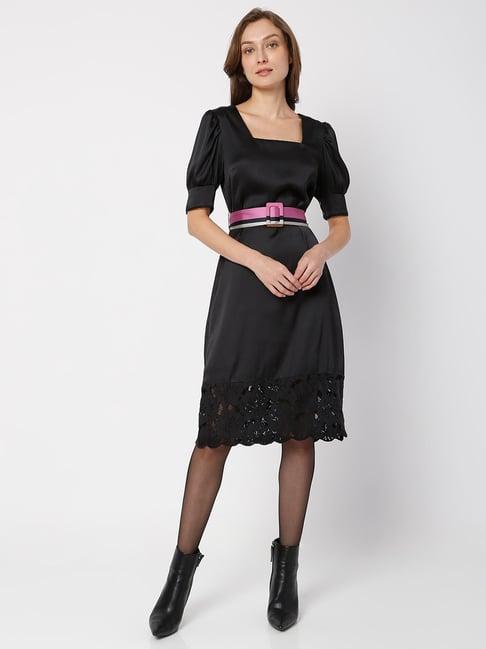 vero moda black regular fit a line dress