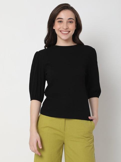 vero moda black regular fit top