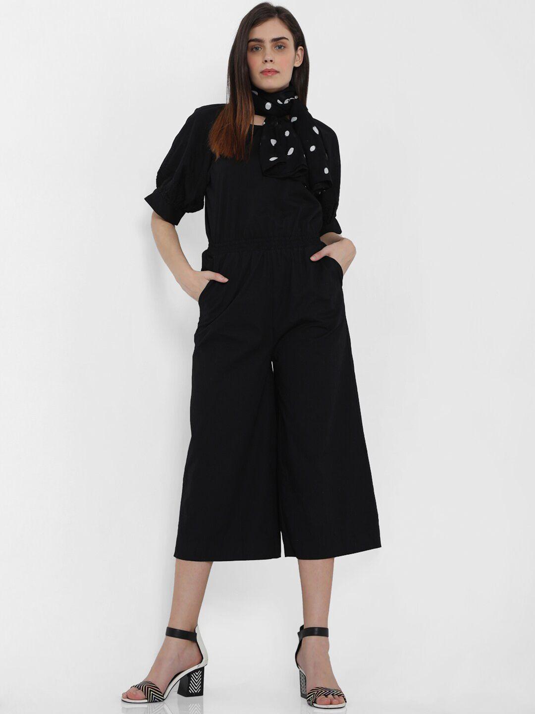 vero moda black schiflli embroidered culotte jumpsuit