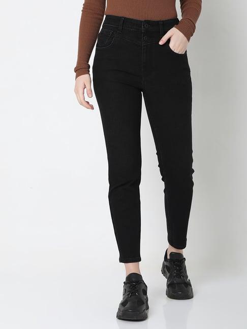 vero moda black skinny fit high rise jeans