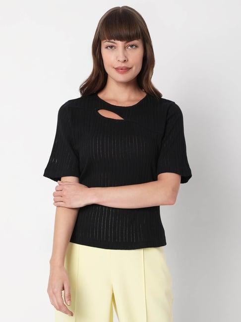 vero moda black slim fit top