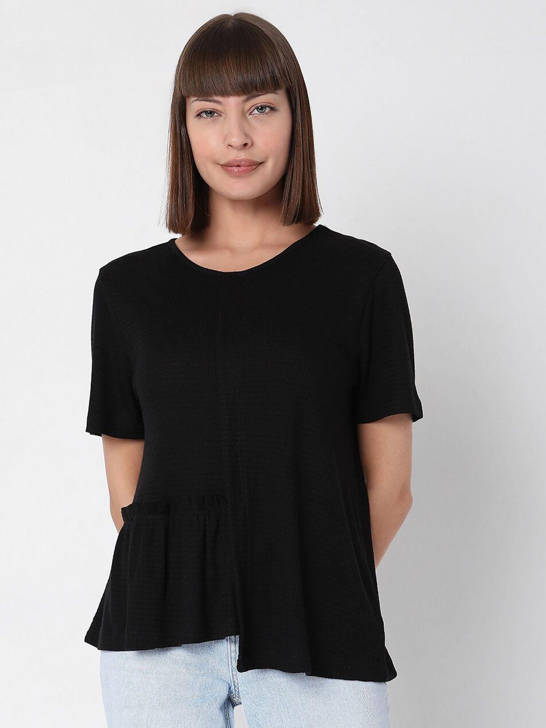 vero moda black styled back top