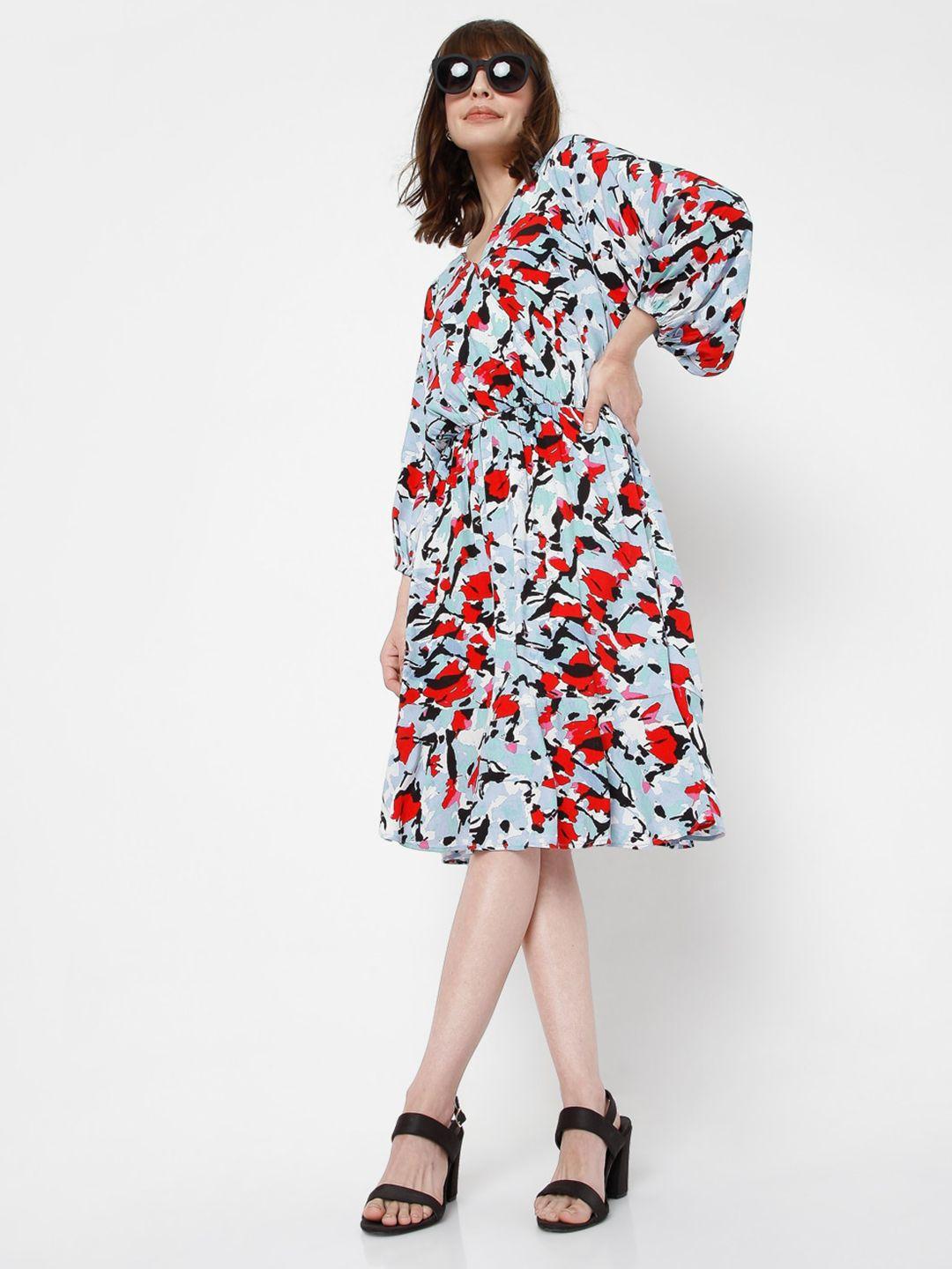 vero moda blue & red floral dress