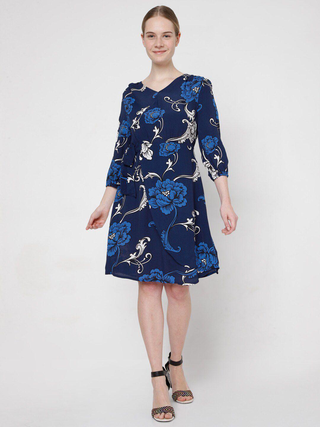 vero moda blue & white floral wrap dress