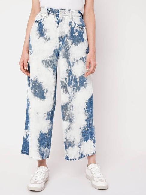 vero moda blue & white relaxed fit jeans