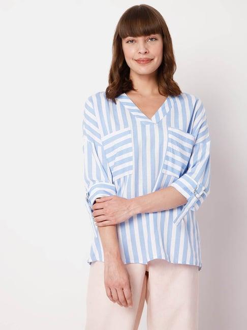 vero moda blue & white striped top
