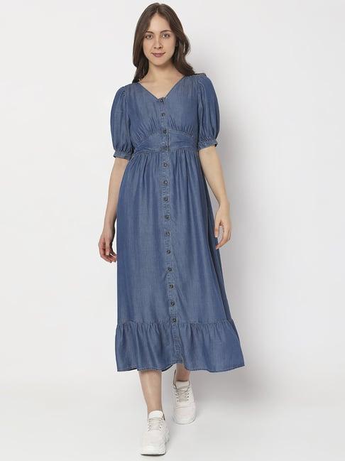 vero moda blue a-line dress