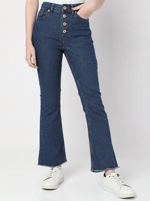 vero moda blue blended bootcut jeans