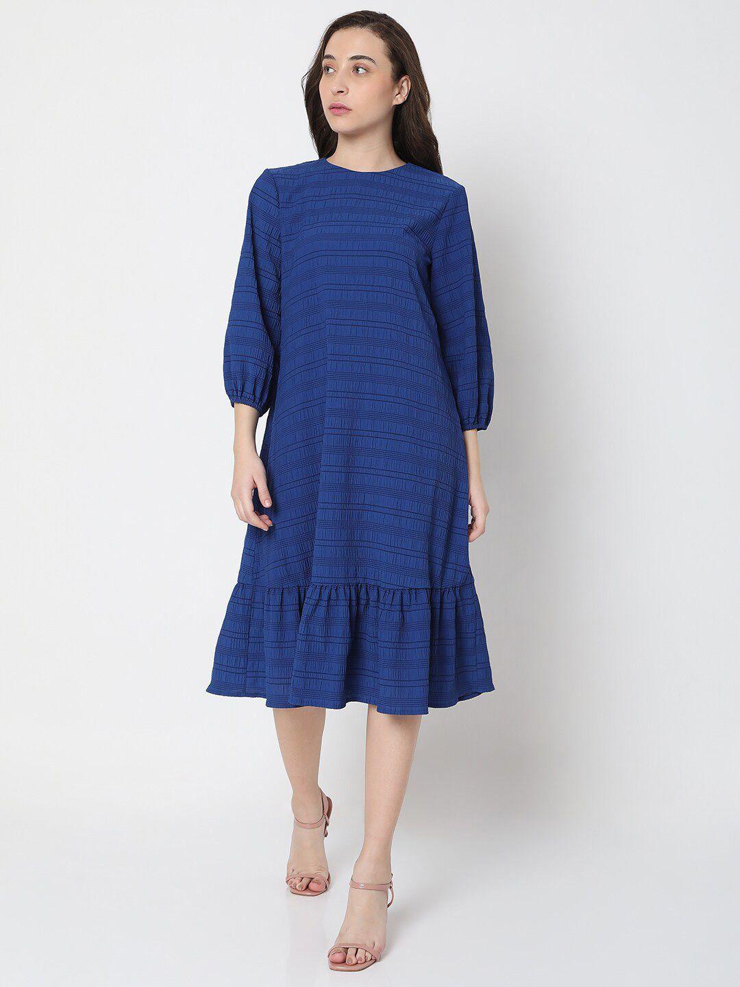vero moda blue drop-waist dress