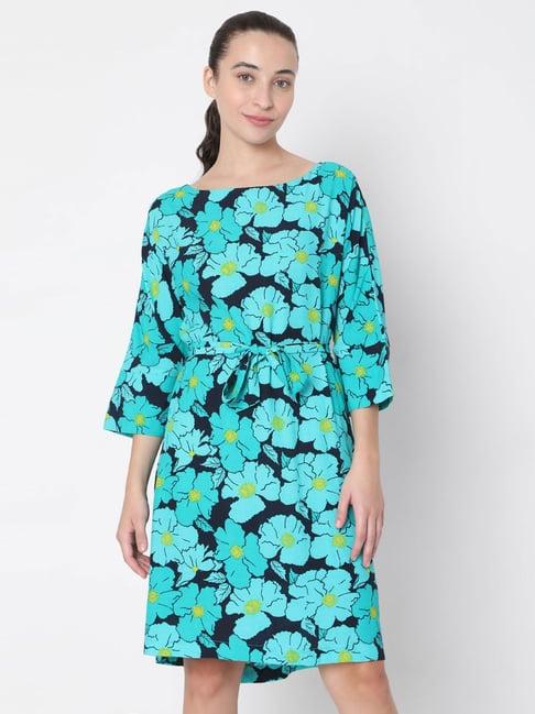 vero moda blue floral print dress