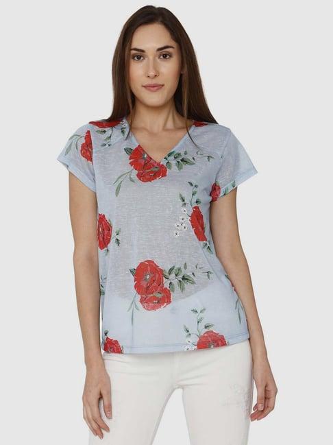 vero moda blue floral top