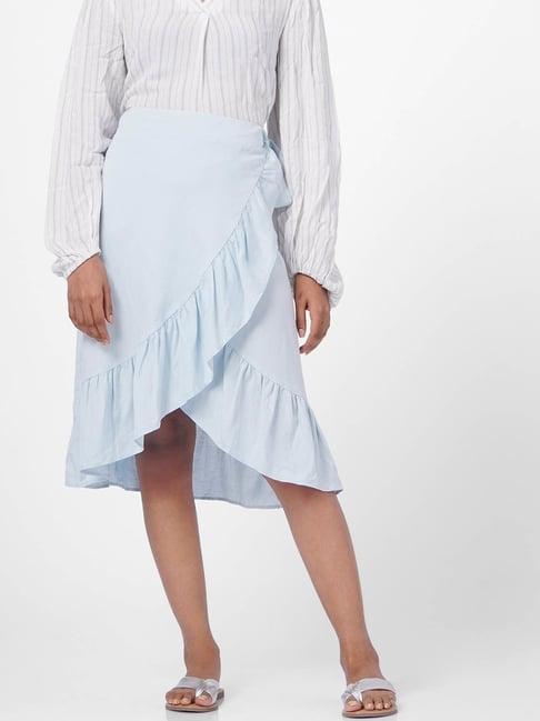 vero moda blue knee length skirt