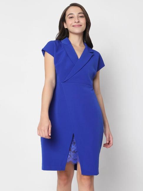 vero moda blue midi sheath dress