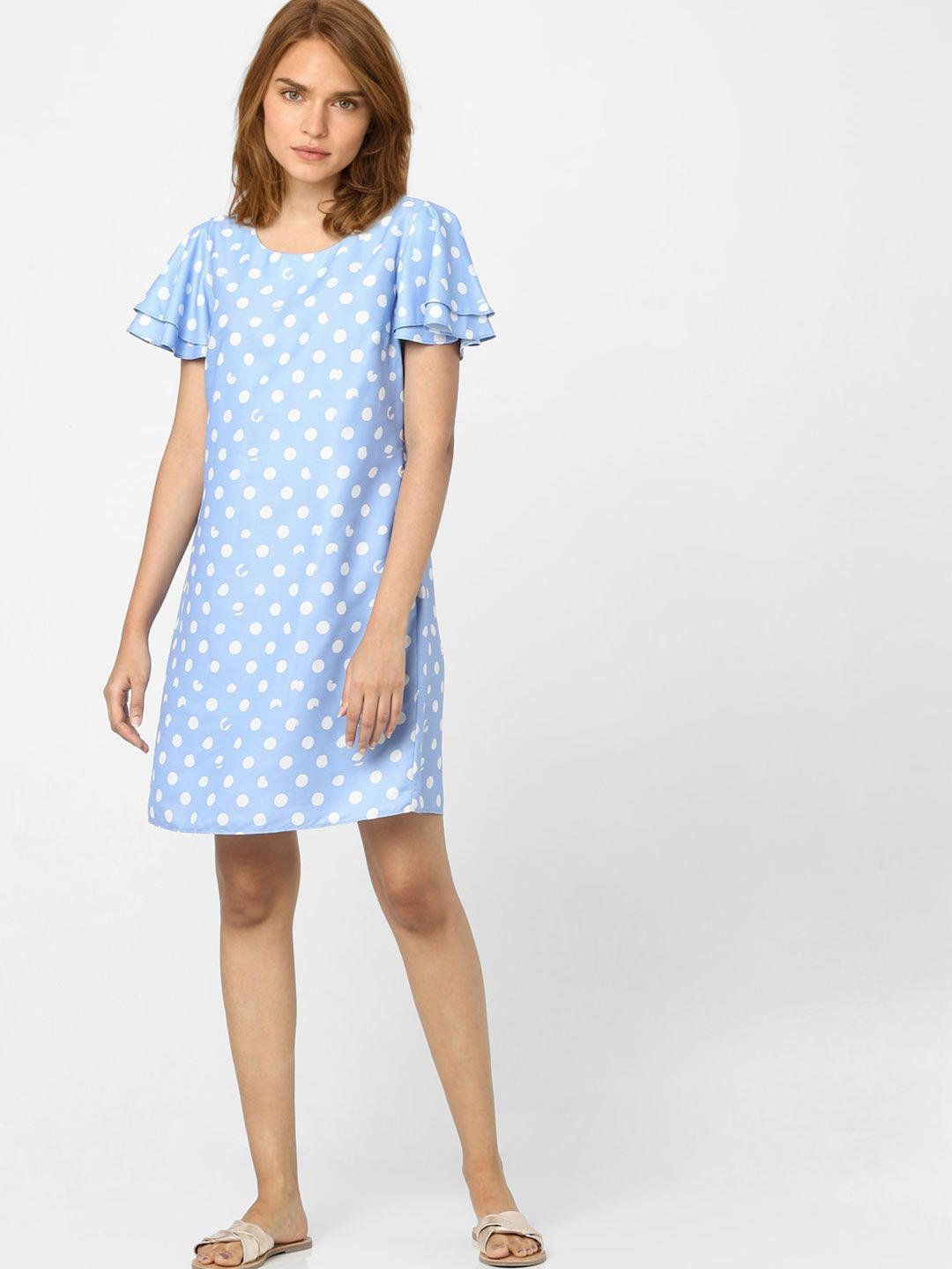 vero moda blue polka dots printed a-line dress
