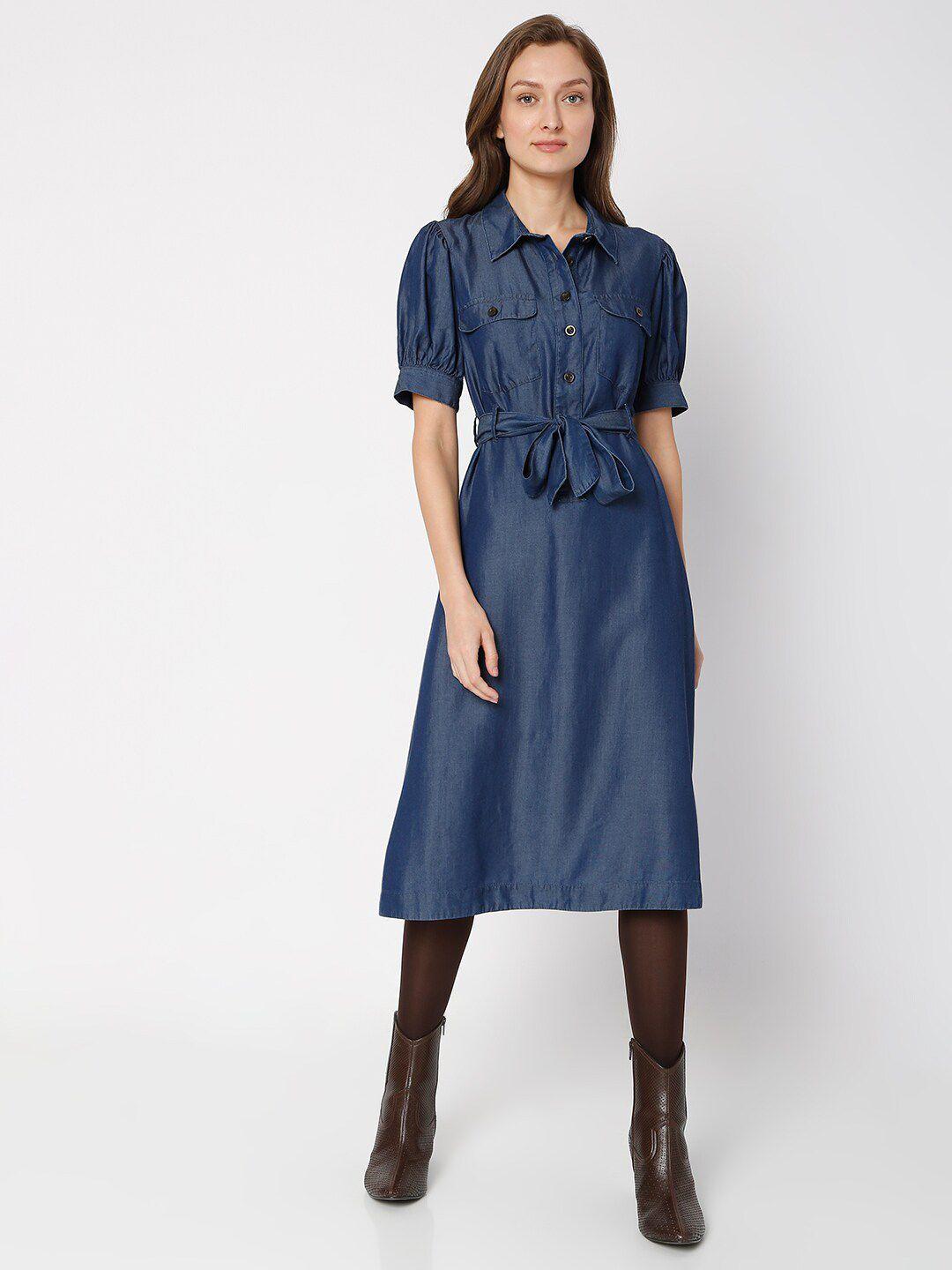 vero moda blue shirt dress