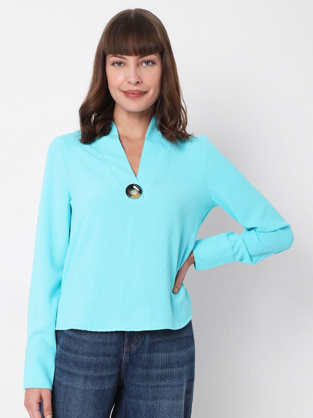 vero moda blue shirt style top