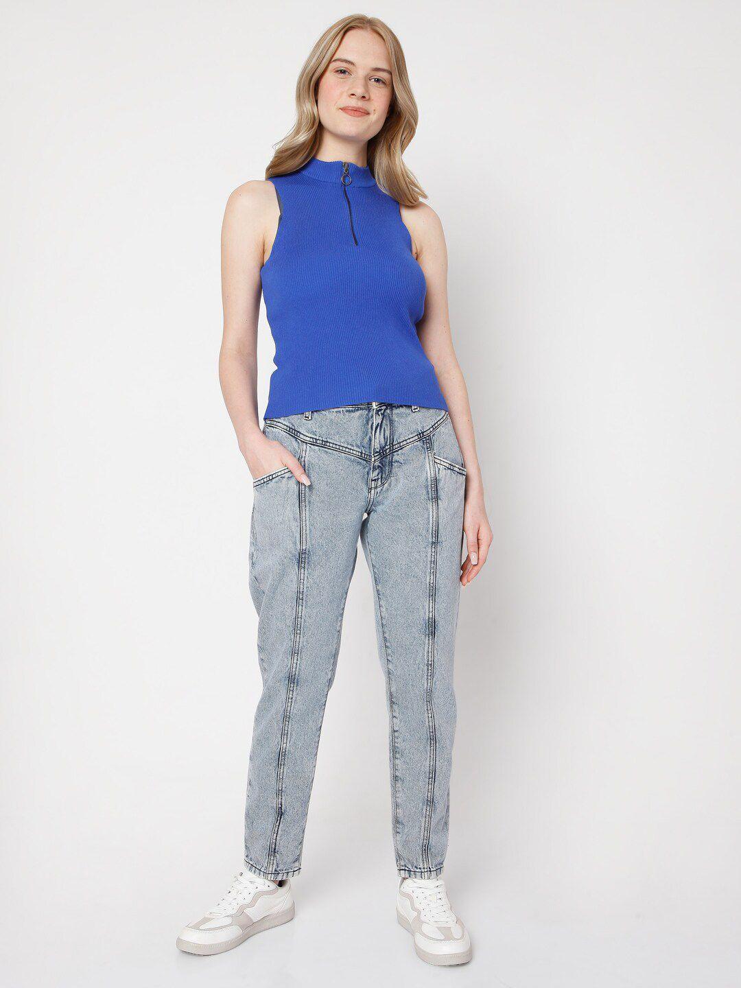 vero moda blue solid top