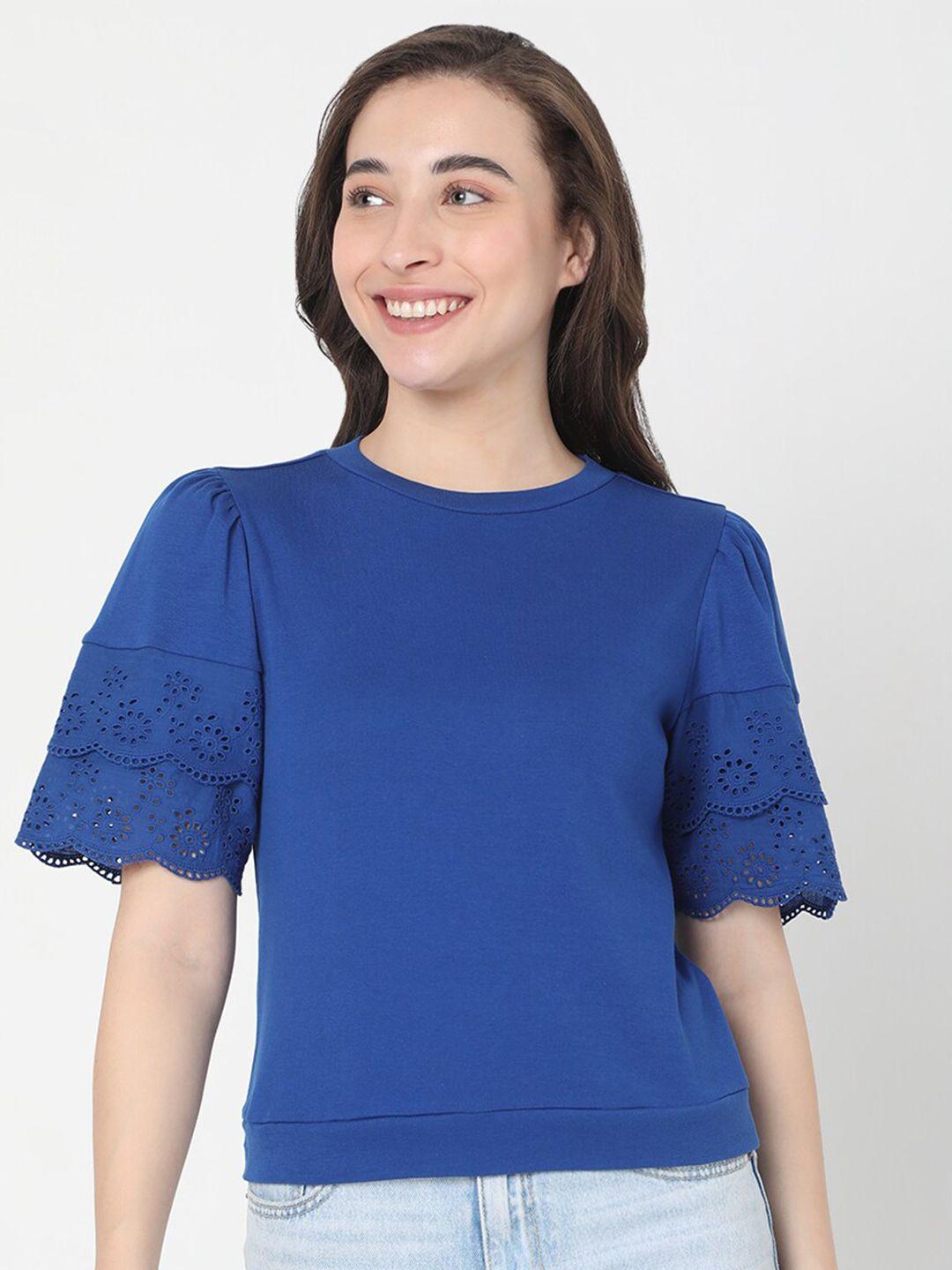 vero moda blue solid top