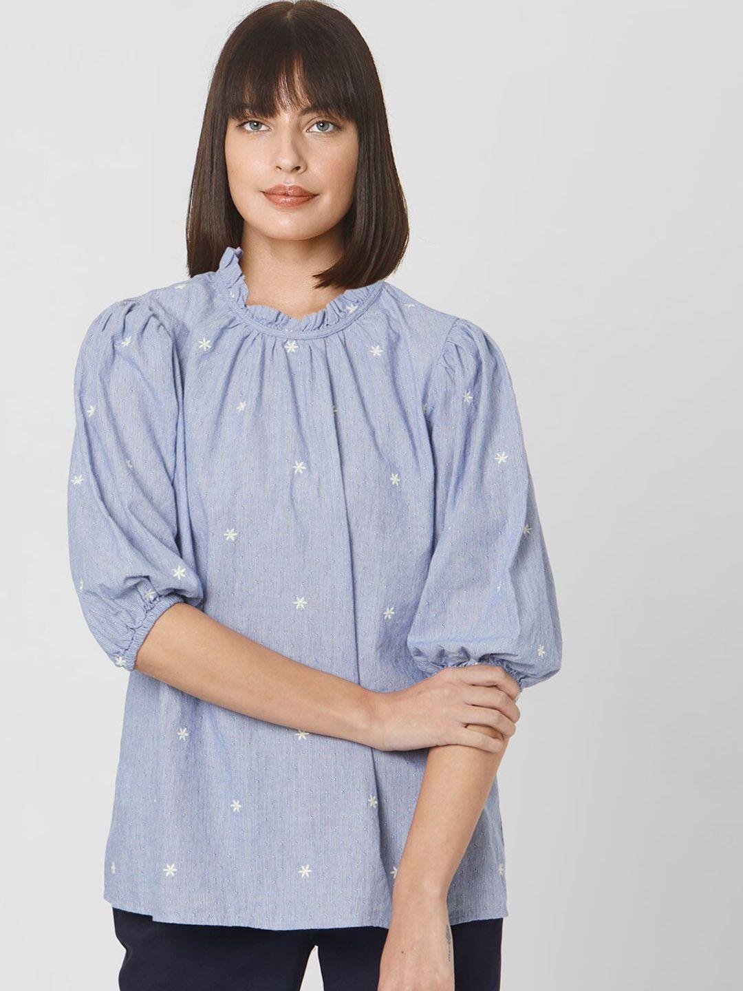 vero moda blue striped regular top