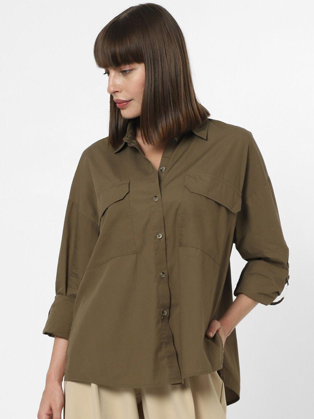 vero moda boxy opaque cotton casual shirt