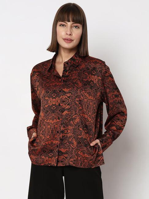 vero moda brown & black printed shirt