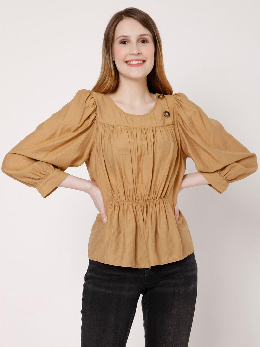 vero moda brown cinched waist top