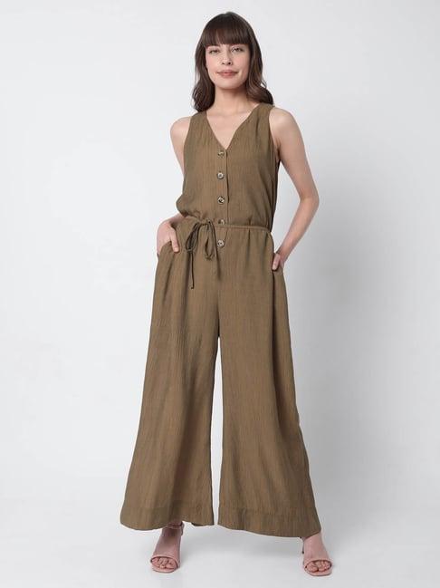 vero moda brown regular fit jumpsuit