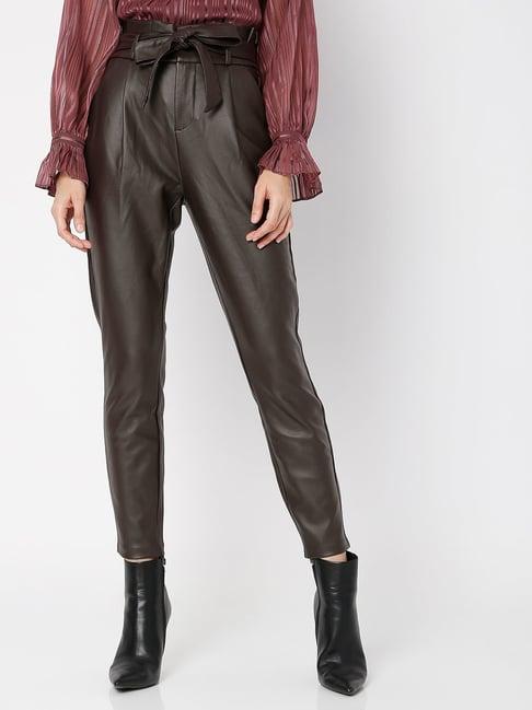 vero moda brown slim fit pants