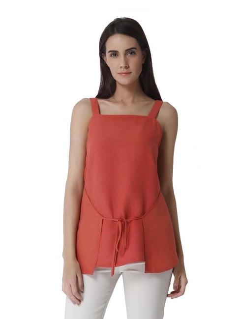 vero moda burnt sienna flare fit top