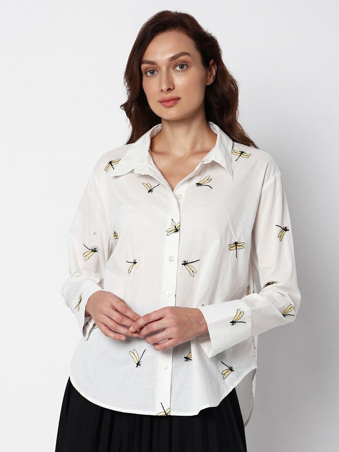 vero moda conversational printed pure cotton casual shirt