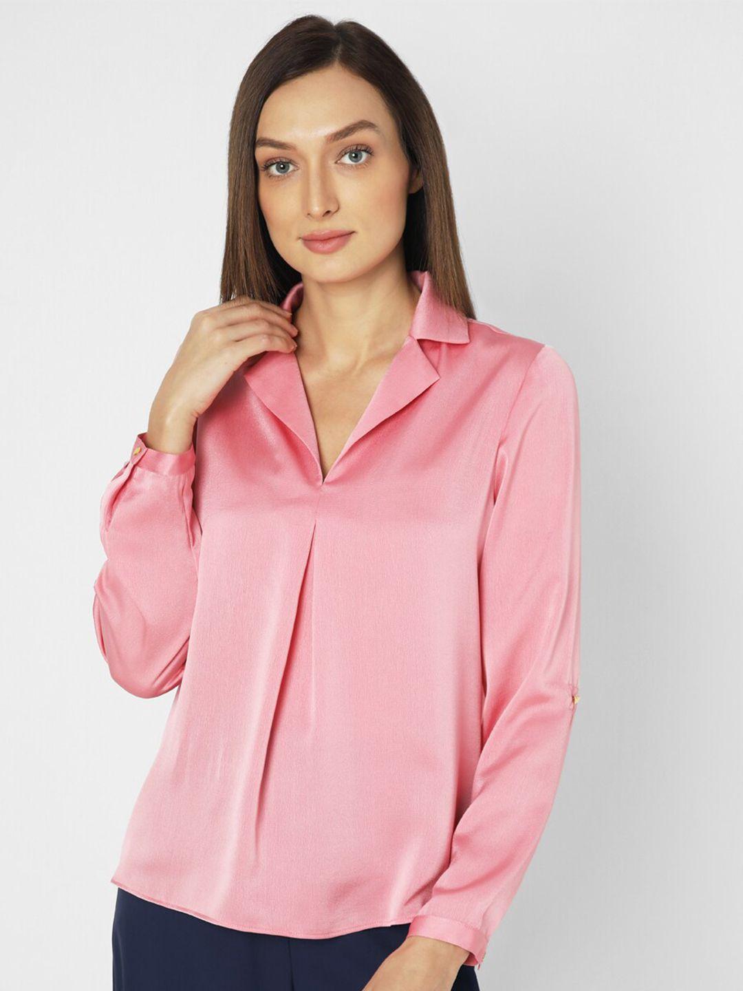 vero moda cuban collar satin casual shirt