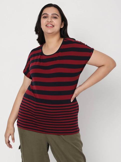 vero moda curve black & red striped t-shirt
