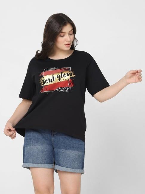 vero moda curve black printed t-shirt