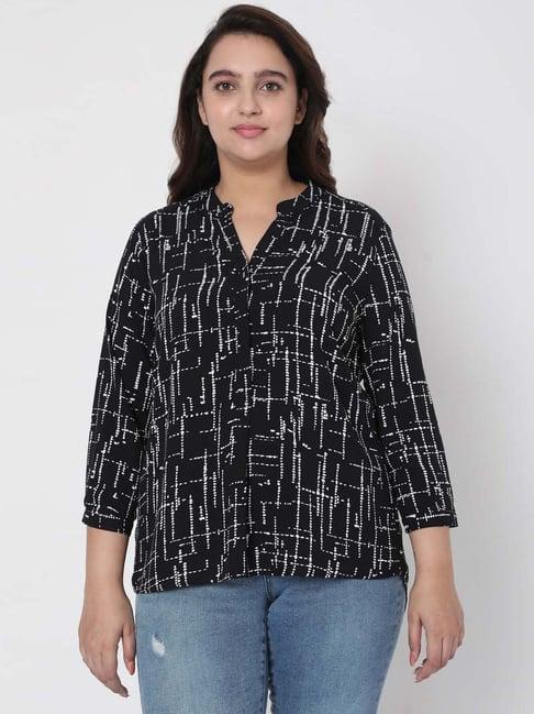 vero moda curve black printed top