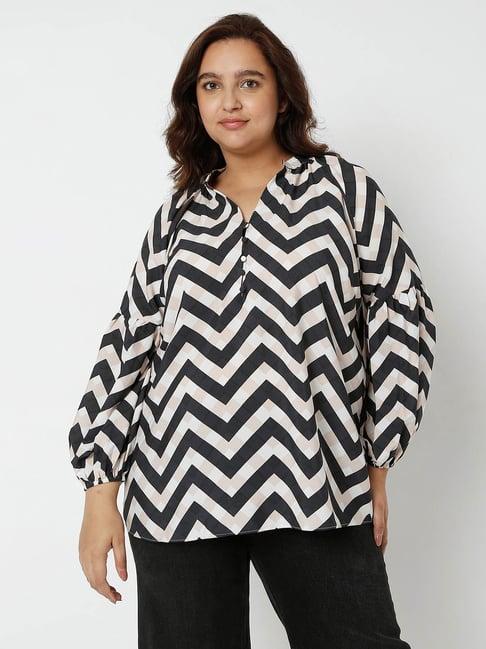 vero moda curve black striped top