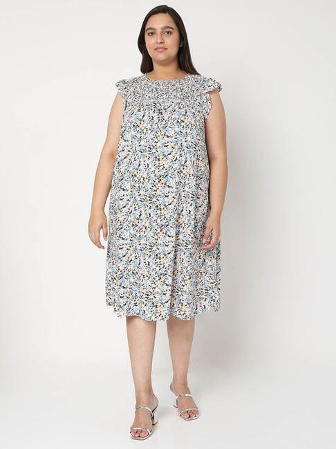 vero moda curve blue printed a-line dress