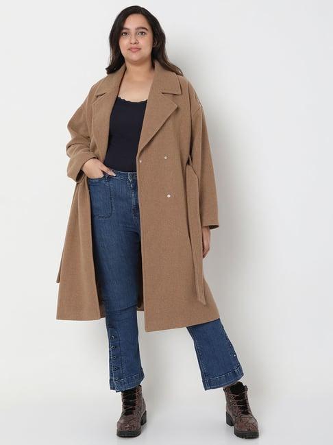 vero moda curve brown regular fit coat
