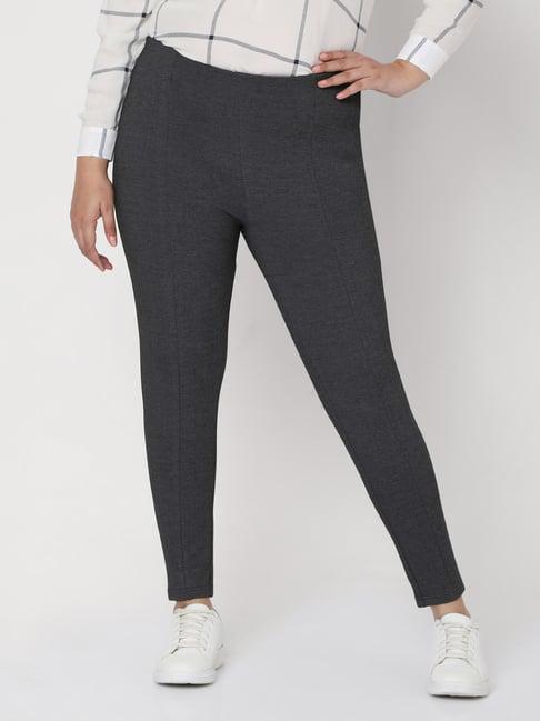 vero moda curve dark grey mid rise pants