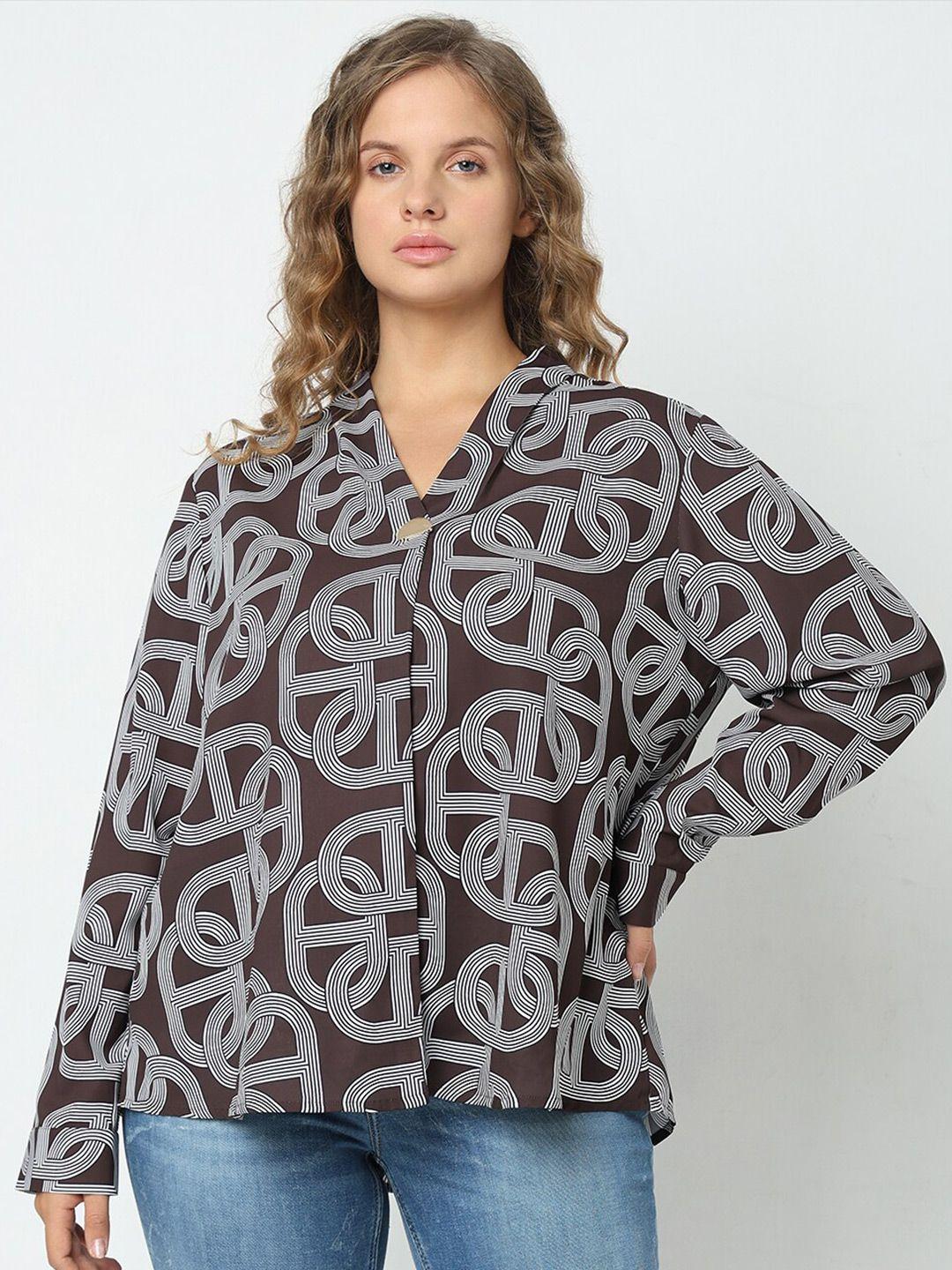 vero moda curve geometric printed v-neck regular top