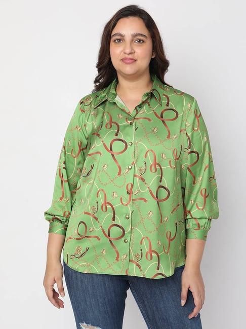 vero moda curve green printed shirt