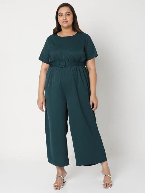 vero moda curve green relaxed fit jumpsuit