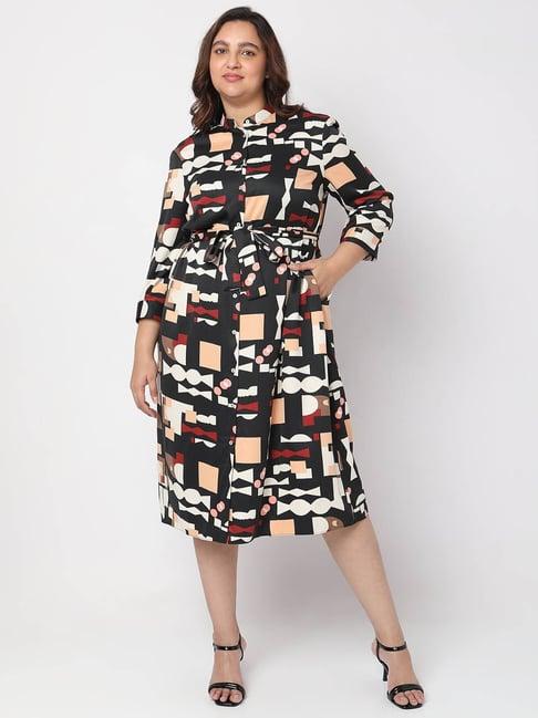 vero moda curve multicolor printed wrap dress