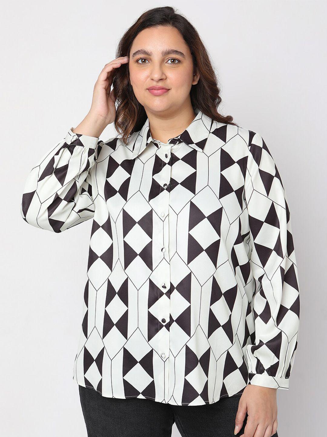 vero moda curve plus size women geometric printed casual shirt