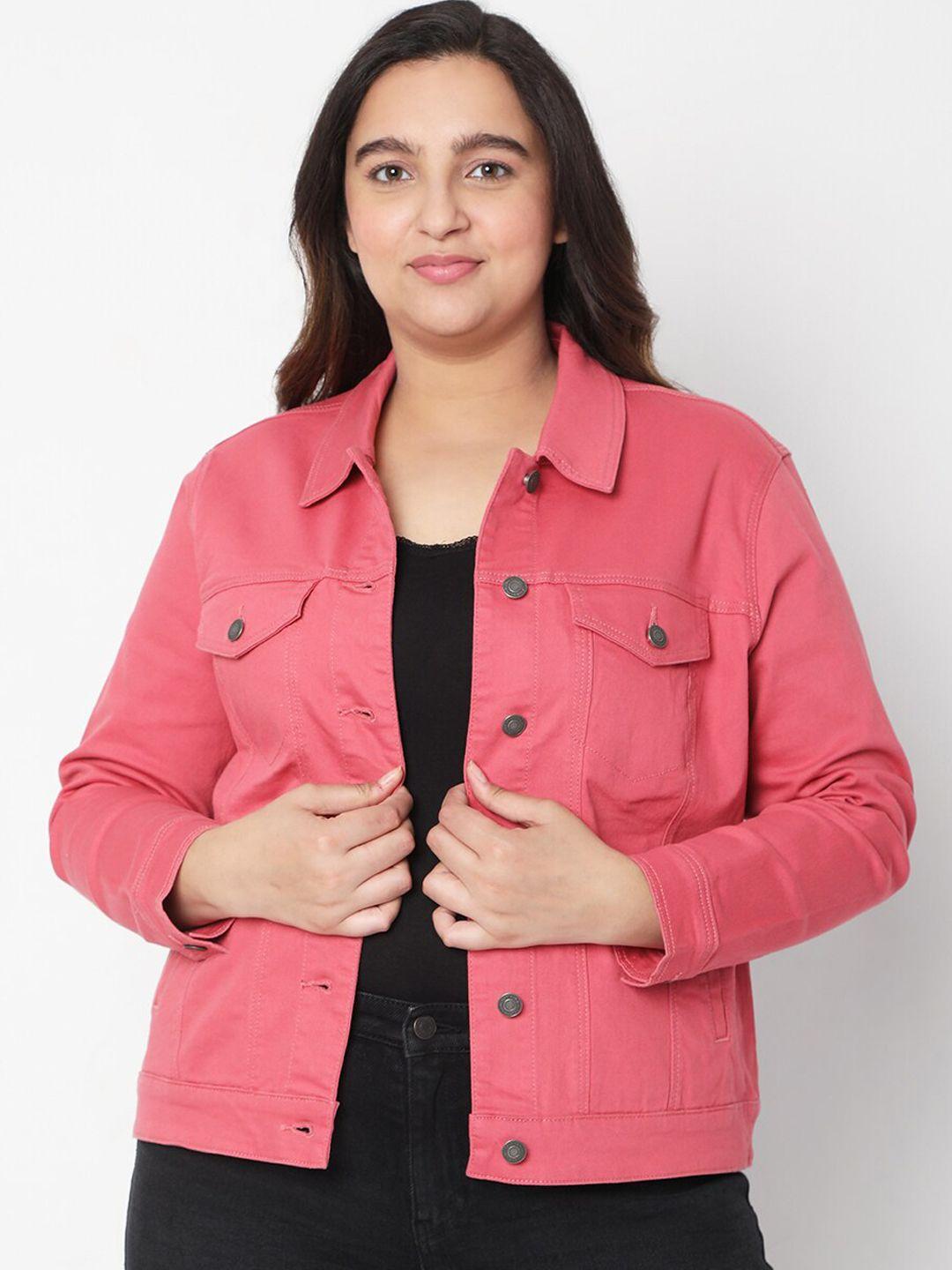 vero moda curve women pink denim jacket