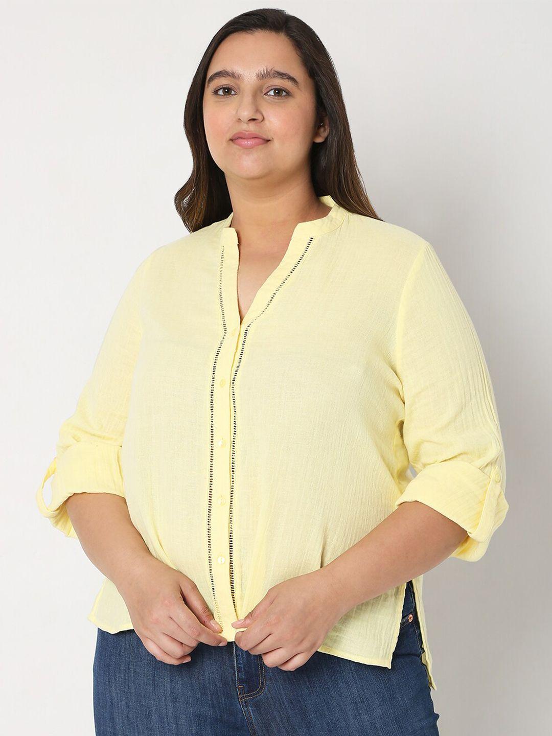 vero moda curve women plus size yellow casual shirt