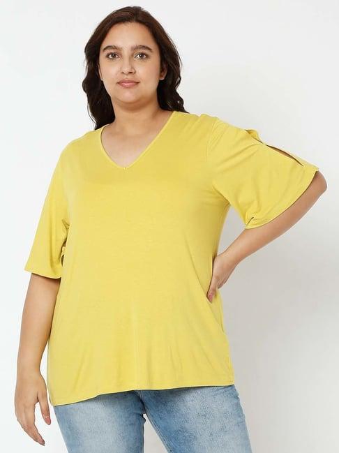 vero moda curve yellow box t-shirt