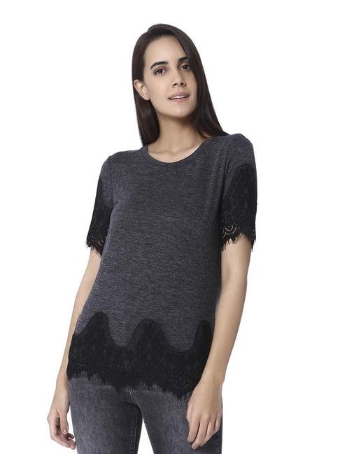 vero moda dark grey melange regular fit top