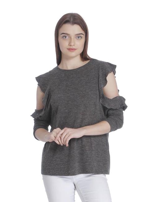 vero moda dark grey melange regular fit top