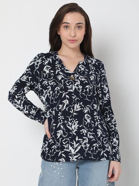 vero moda dark navy floral print top